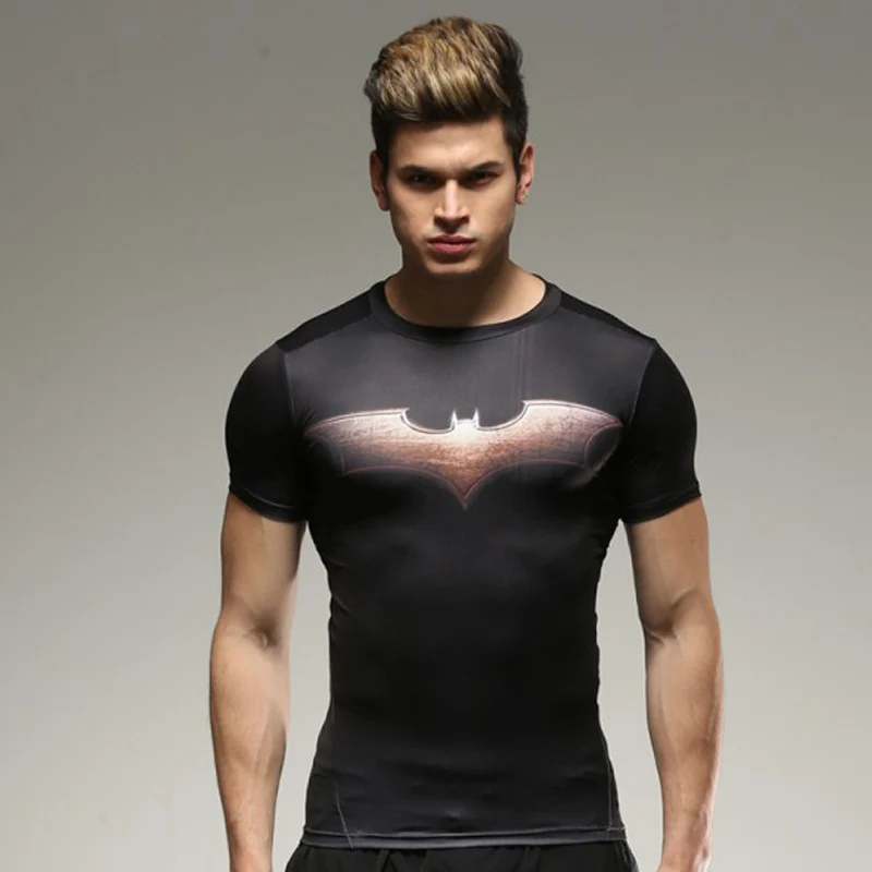 

marvel batman Captain America t-shirt hot superman t shirt men joges 2019 Superhero tights quick-dry T-shirt Summer clothing