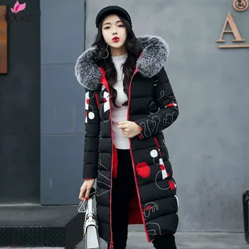 

Plus 3XL Winter Coat Women's Hooded Down Jacket Slim Long Section Parka Coats Female Outerwear Lady Army Green Faux Fur Clothes