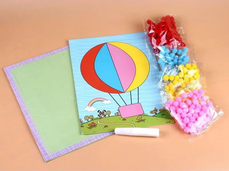 1 шт. для маленьких детей творческий DIY плюшевый шар живопись наклейки детские развивающие ручной работы материал мультфильм