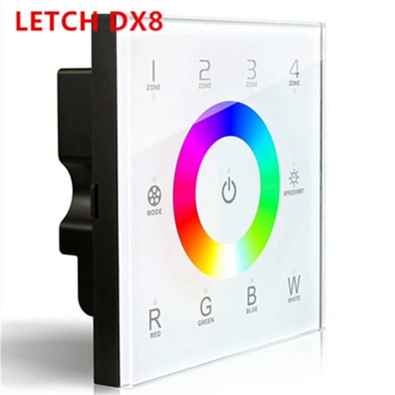 LTECH DX8 rgbw touch panel led controller 4 Zones control RF 2.4G