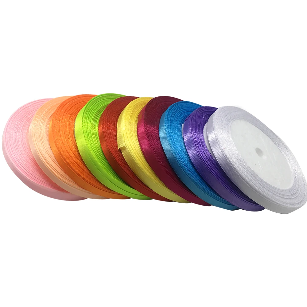 

1 Roll 25 Yards 1/4" 6mm Width Silk Satin Ribbon Sash Gift Bow Craft Wedding Party Supplies Event Banquet Decoration Ribbons