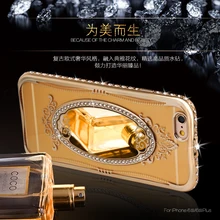 

SHENGO Glitter Makeup Phone Case for iPhone 5 S 6 6s 7 Plus Silicone Luxury Mirror Rhinestone Diamond Transpa Stand Holder Cover