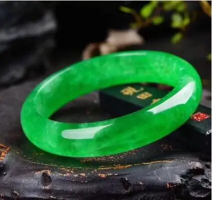 Certified 100/% Natural Light green Jade Bangle Bracelet Handmade 60mm
