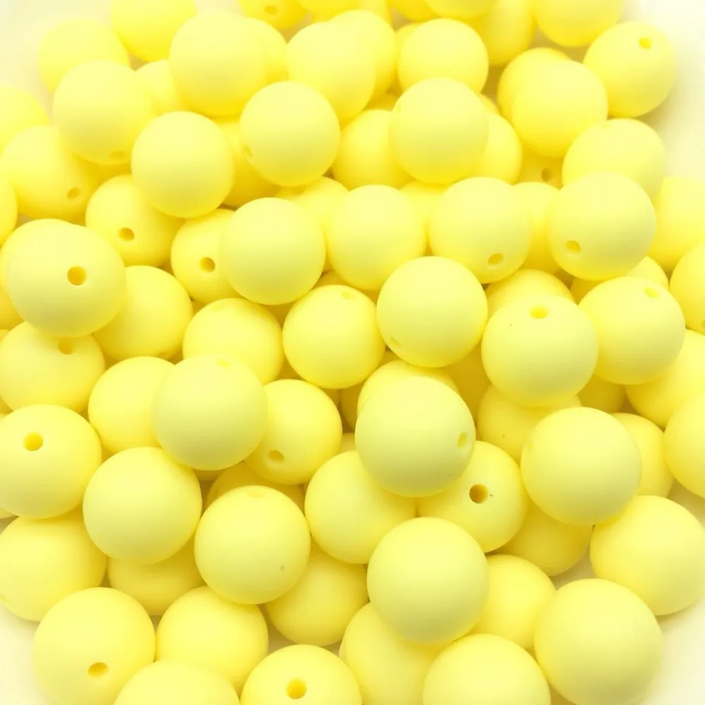 

10 PCS Candy Yellow Silicone Round 12-17 MM Loose Beads,Soft Yellow Teething Chewable Baby Beads For Making DIY Pendant Toys