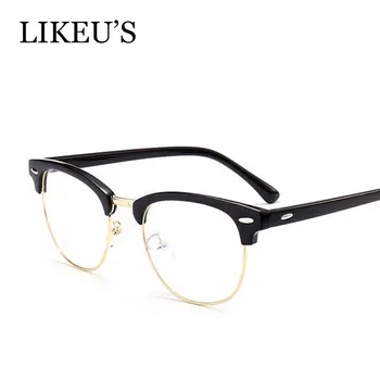 

LIKEU'S 2019 Classic Rivet Half Frames Eyeglasses Vintage Retro Optica Eyeglasses Frame Men Women Clear Spectacle Eyewear oculos