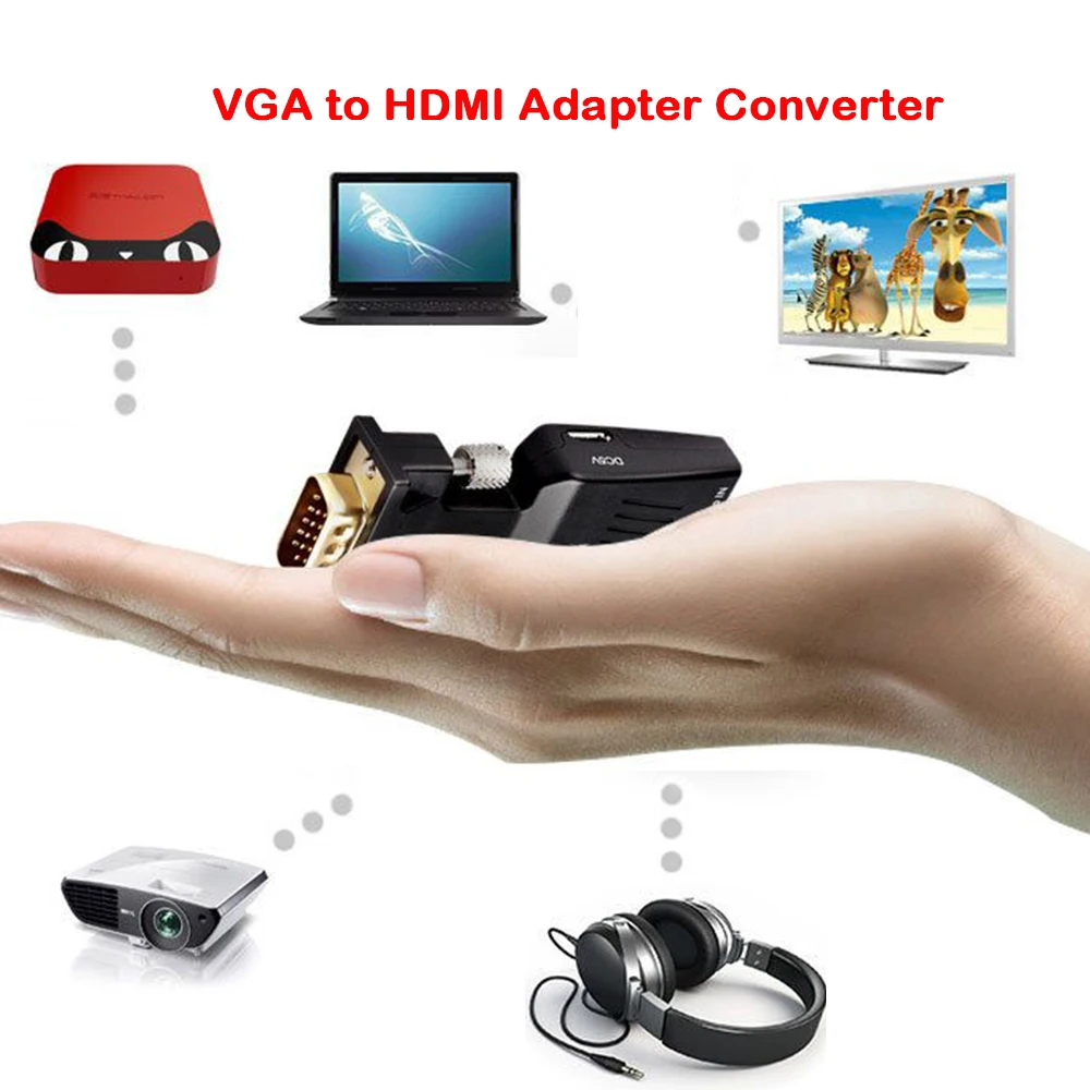 

HDMI To VGA Adapter Female To Male Converter Adapter 1080P Digital To Analog Video Audio for Xbox TV Box Projector DropShipping