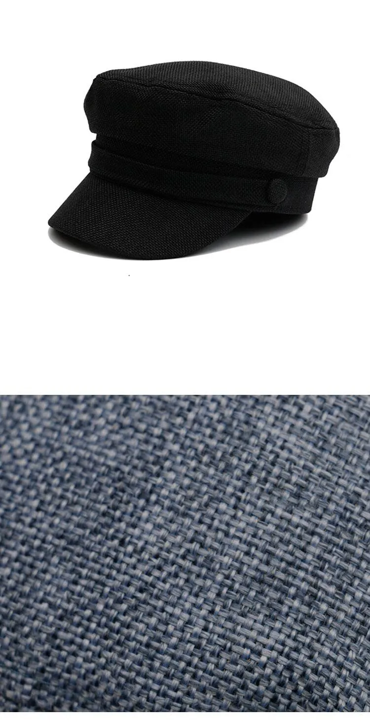 Головные уборы для женщин женская летняя шляпа восьмиугольная плоская кепка Весенняя шляпа для газетчика Хлопковые женские темно-синие шляпы для женщин Военная Кепка