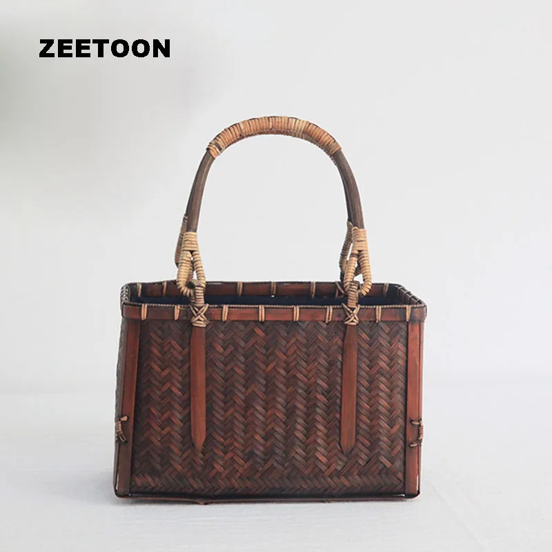 Japan Vintage Bamboe Draagbare Outdoor Reizen Handgemaakte Kung Fu Thee Set Opbergdoos Fruit Theekopje Pakket Hand Tas Winkelen Mand Japan Vintage Bamboe Draagbare Outdoor Reizen Handgemaakte Kung Fu Thee Set Opbergdoos Fruit Theekopje Pakket Hand Tas Winkelen Mand