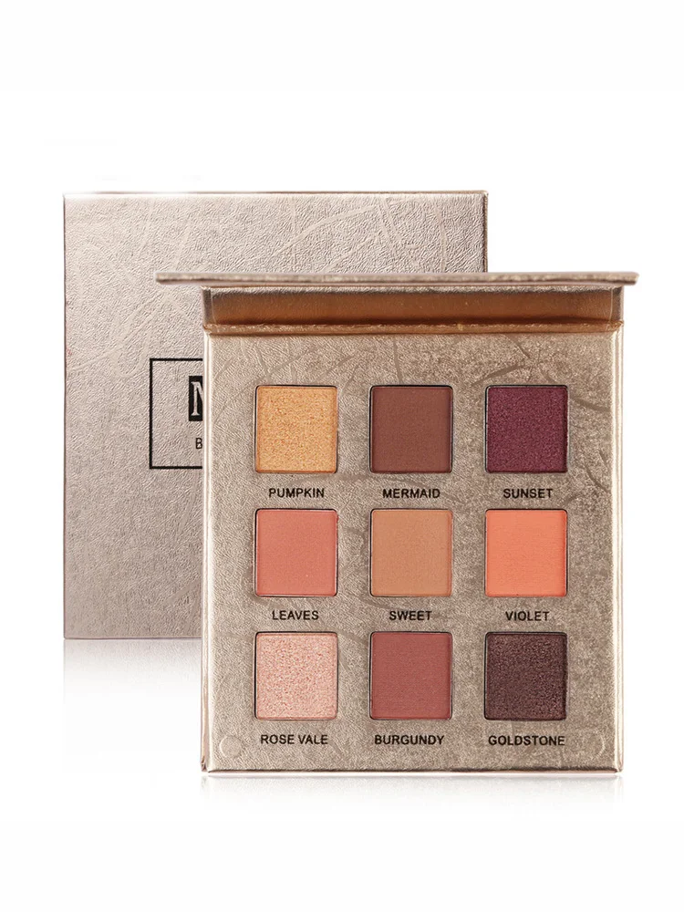 

High quality 9-color matte eyeshadow Waterproof and sweat-proof Shadow palette Not blooming Stained orange eye shadow tray
