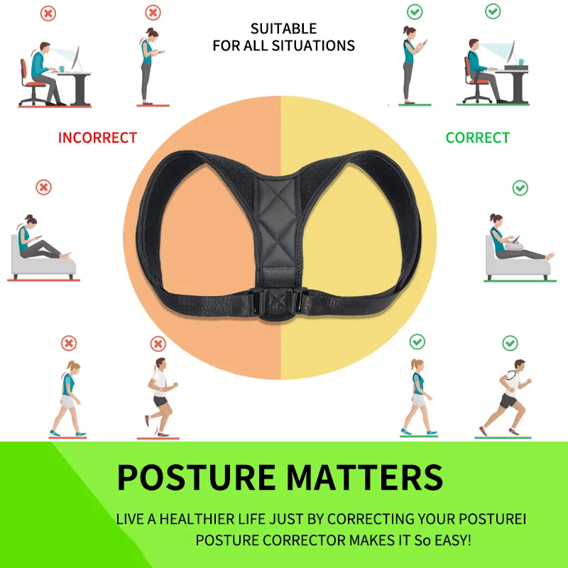 Прямая поставка, поддерживающий пояс, регулируемый Корректор осанки для спины, ключицы, позвоночника, спины, плеч, поясницы, коррекция осанки