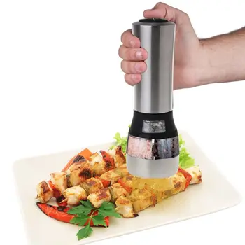 

Stainless Steel Electric Pepper Grinder Seasoning Spices Mill Bottle Kitchen Tools Condiment Jar Holder