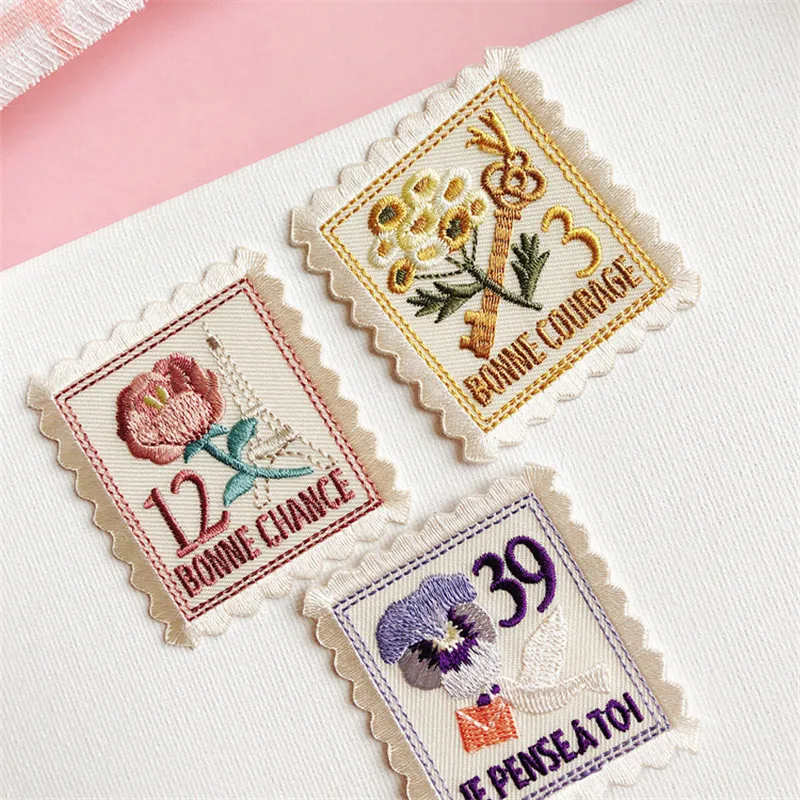 

AHYONNIEX Brand 1 Piece Japan Small Personality Embroidery Stamp Flower Patches Iron on Patches for Jeans DIY Clothing