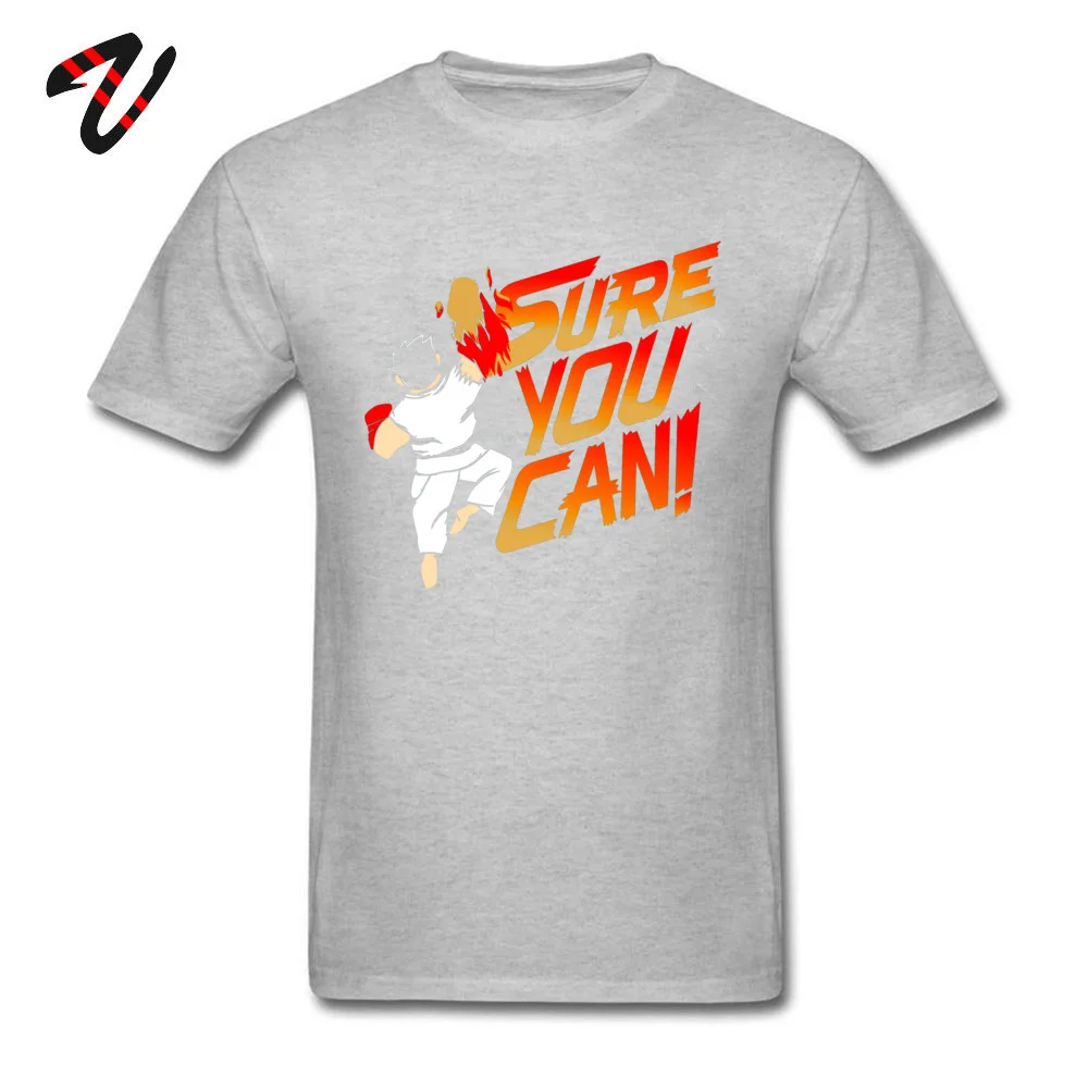 Crazy Top T-shirts Designer O-Neck SURE YOU CAN Cotton Fabric Adult T Shirt Casual Short Sleeve Clothing Shirt SURE YOU CAN 13514 grey