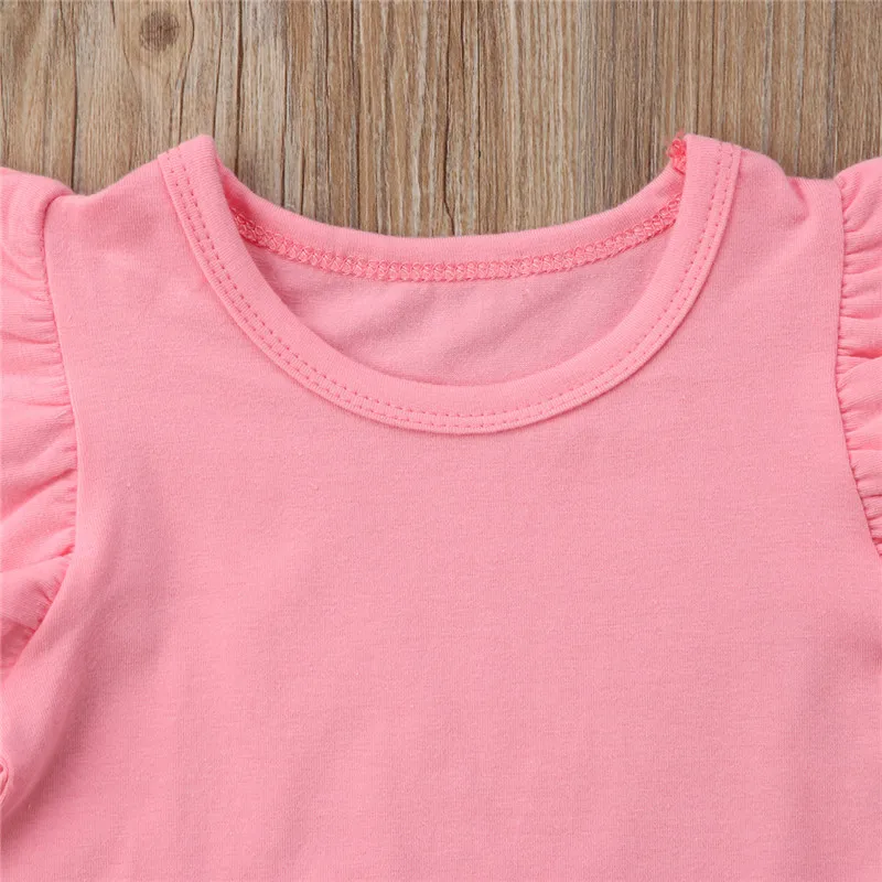Pudcoco/детская одежда для маленьких девочек футболка с короткими рукавами и круглым вырезом Топ ярких цветов, повседневная хлопковая блузка, 6 цветов