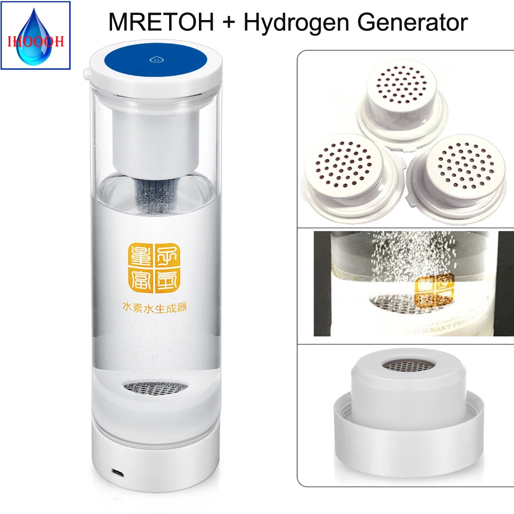 

IHOOOH manufacturer Anti-Aging Helping treat chronic diseases MRETOH +Hydrogen rich water generator glass cup 600ml