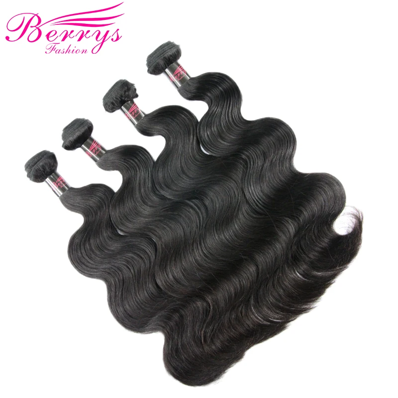 Перуанская волна тела 4 пучка девственные человеческие волосы 10 дюймов до 28 дюймов парики с натуральными волосами Berrys модные продукты