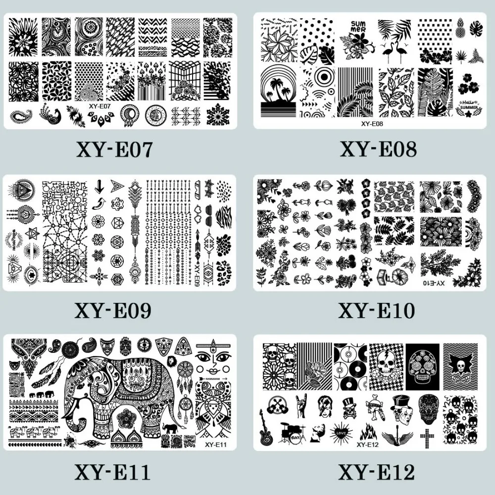 1X ногтей штамповки пластины Мода Фламинго ананас Кактус Цветок Рождество стальной штамп шаблон лак для ногтей трафареты XYE01-16