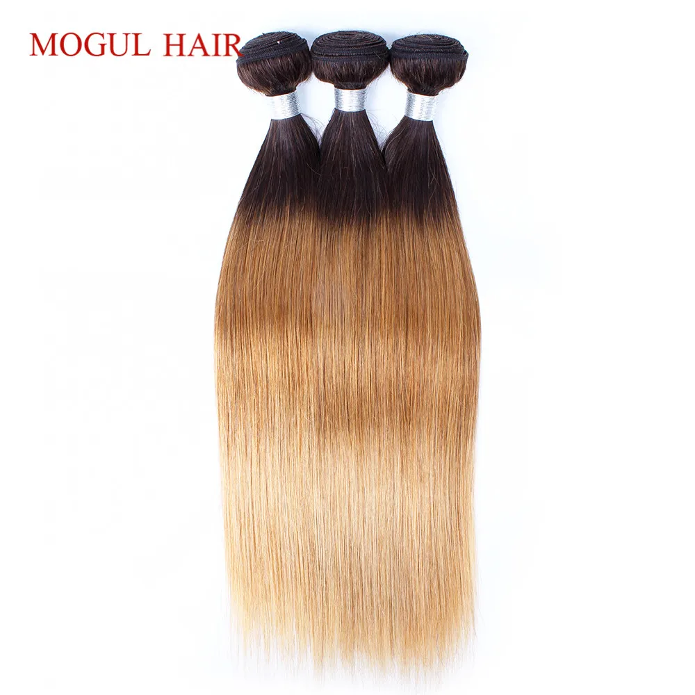MOGUL волосы индийские человеческие волосы прямые волосы Омбре плетение пучки 2/3 пучки три тона Омбре мед блонд не Реми наращивание волос