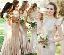 Echt Fotos Meerjungfrau Gold Pailletten Prom Kleider Lange Günstige Flügelärmeln Kleider Für Besondere Anlässe Low-cut Zurück Formale Abend kleid
