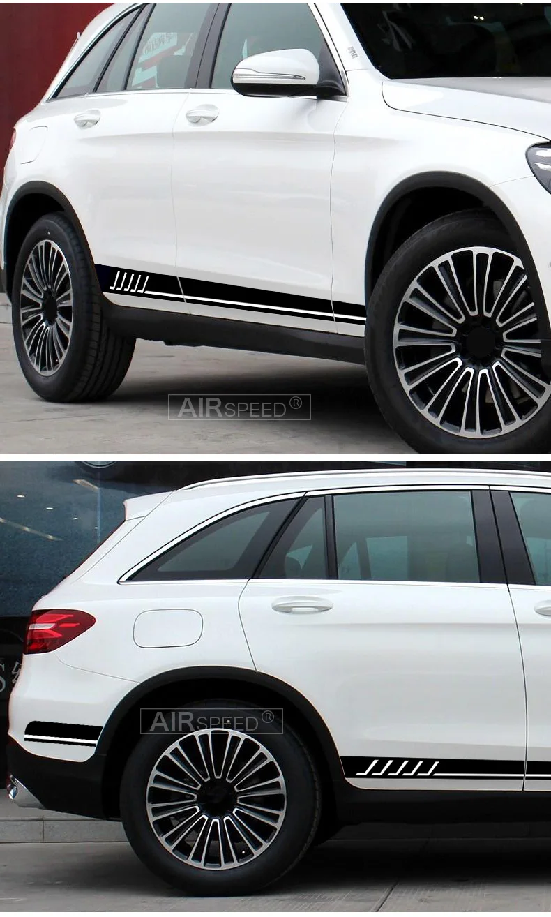  Side Skirt Racing Stripes Vinyl Decals Stickers for Mercedes Benz S204 W204 Coupe C63 AMG C180 C200 C230 C280 C300 C320 (8)