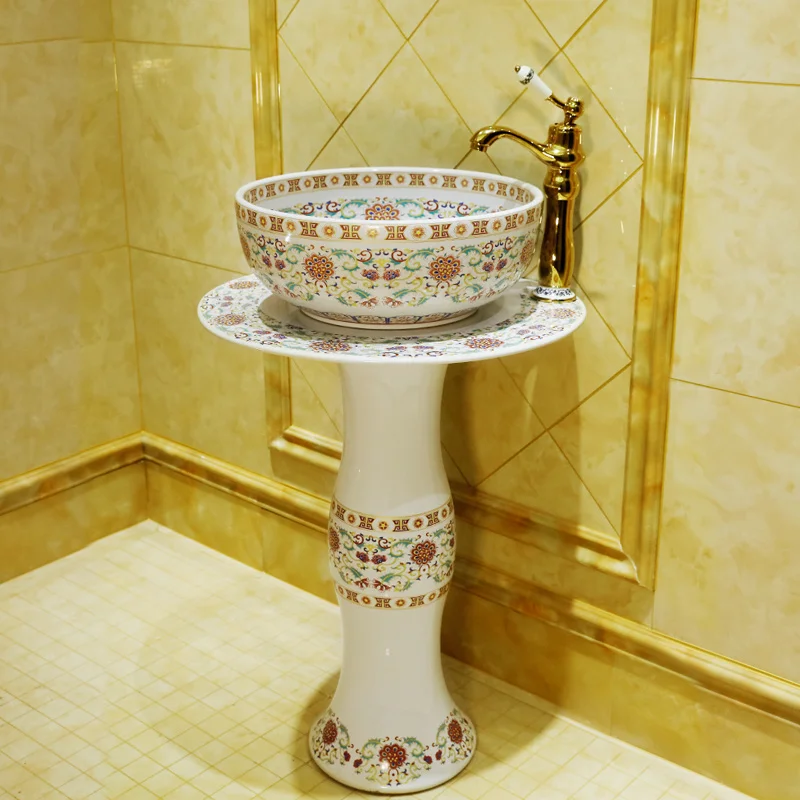 Pedestal Wash Basin Small Apartment Bathroom And Outdoor Integrated