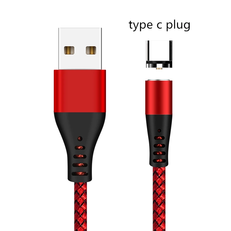 SUNPHG Магнитный Micro usb type-C кабель Магнитный зарядный провод 1 м кабель для зарядного устройства для iPhone xs max type-C кабели для Xiaomi samsung - Цвет: red type c plug