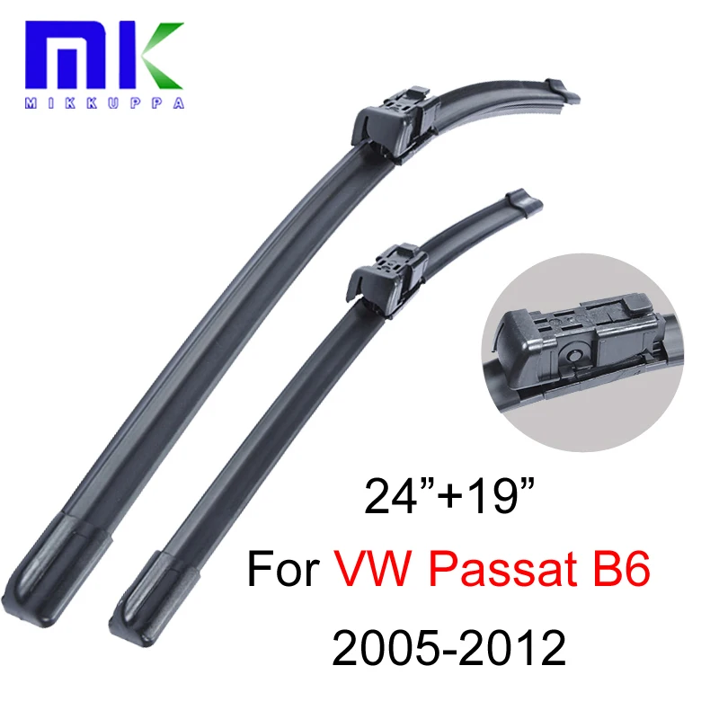 Wiper Blades 24"+19" For Vw Passat B6 Fit Push Button Arms 2005 2006