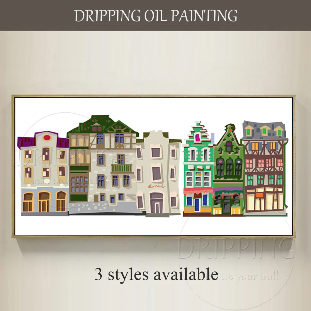 

Artist Hand-painted High Quality Modern Wall Art Building Oil Painting on Canvas Modern Downtown City Landscape Oil Painting