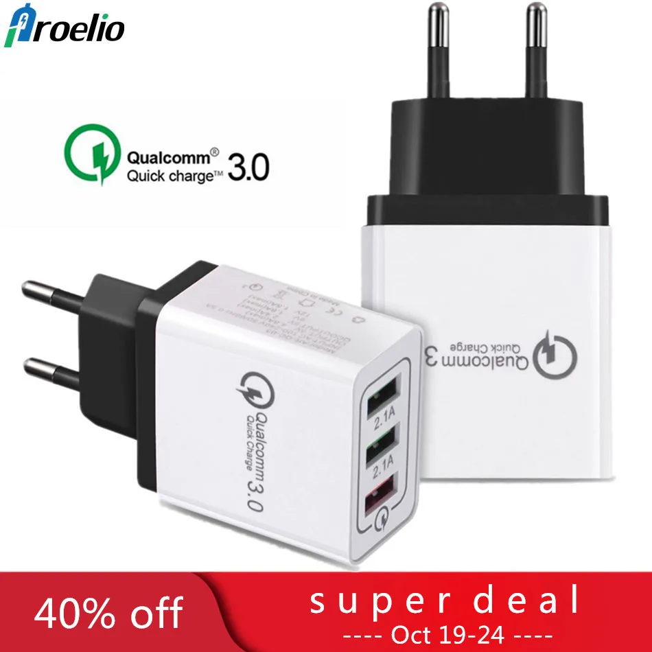 3 Ports Quick Charge 3.0 USB Charger Power Adapter for iPhone XS Max XR