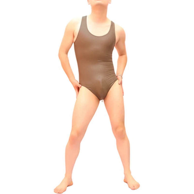 

2018 New Men's Slim Sexy Latex Corset Vest Tight Solid Color Bodysuit Erotic Underwear