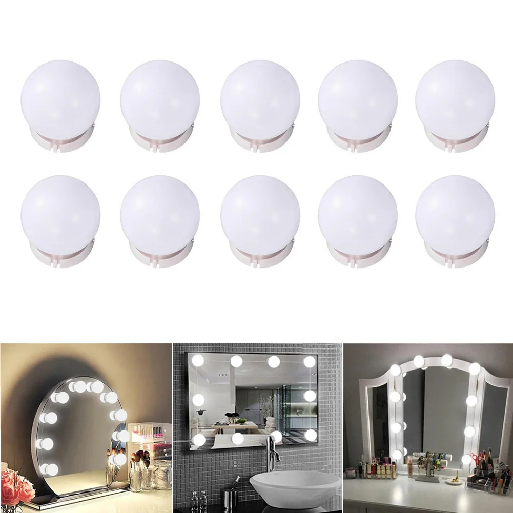 

10 LED Mirror Light Bulb Set USB Powered Makeup Mirrors Lamp for Bathroom Dressing Room Bedroom JA55