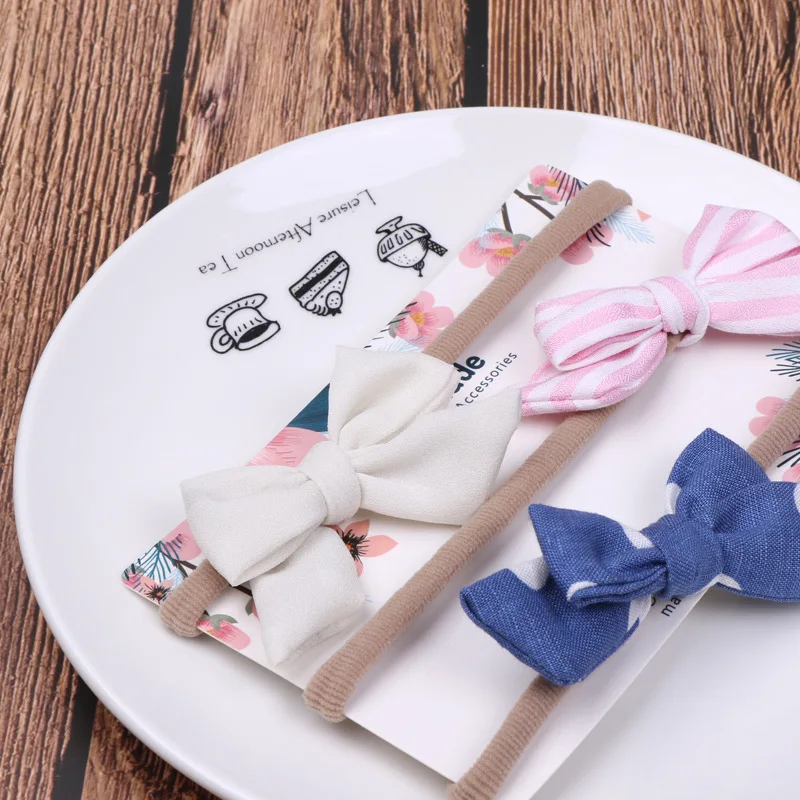

Baby Girls Polka Dot Bows Headband 3pcs/set Stretchy Nylon Headbands for Girls Newborn Headband Set Kids Hair Accessories