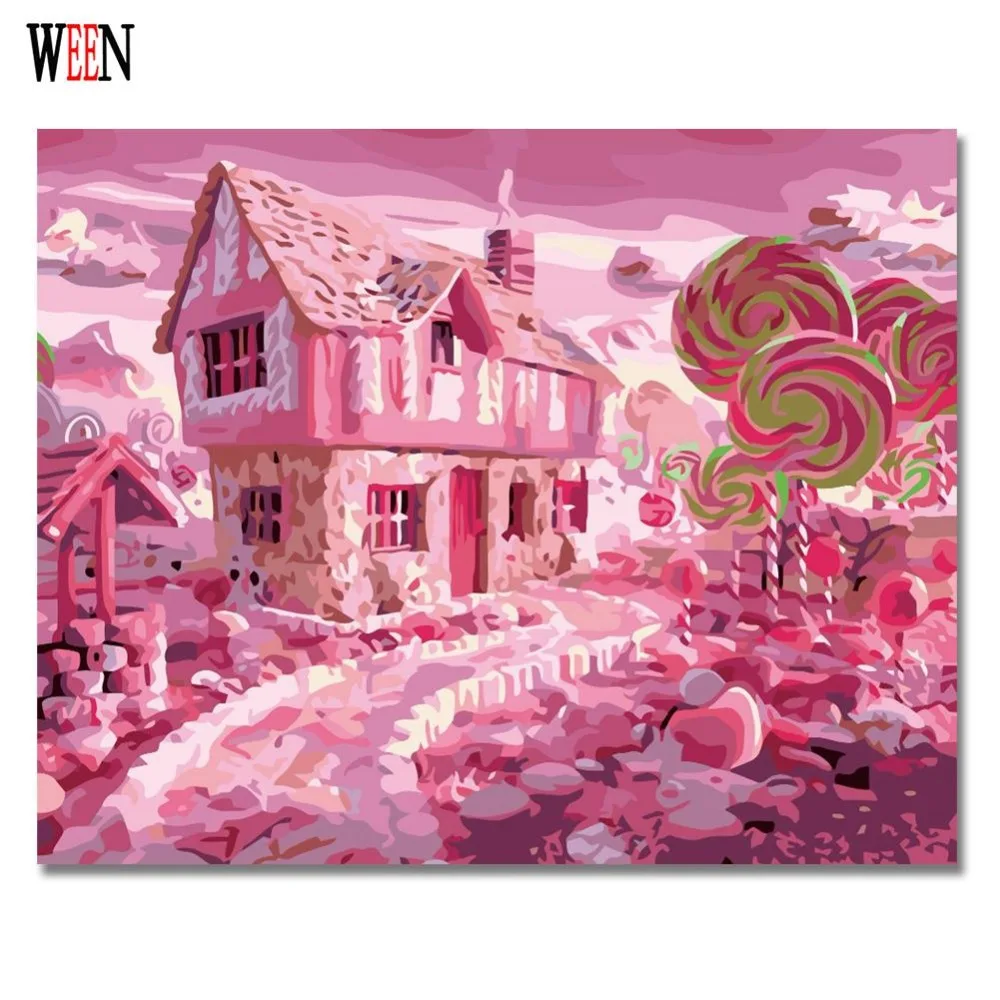 WEEN Candy House Sweet Wonderland Painting By Numbers On Canvas DIY