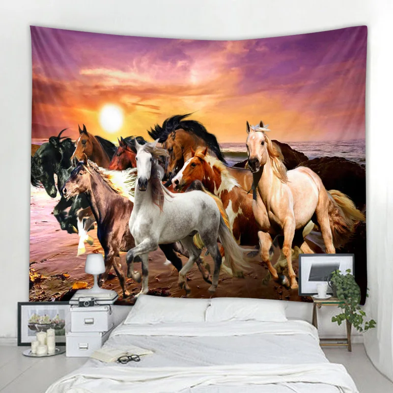 Пентиум лошадь Печать стены хиппи гобелен полиэстер Ткань Домашний Декор стены ковры Висячие Большой Диван Одеяло