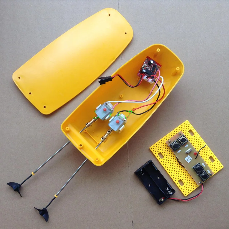 

1Set Mini Boat 2.4G 100M Remote Control+ Hull+Drive Kit Dual Motor Shaft Prop Full Set DIY Ship Assembly Parts
