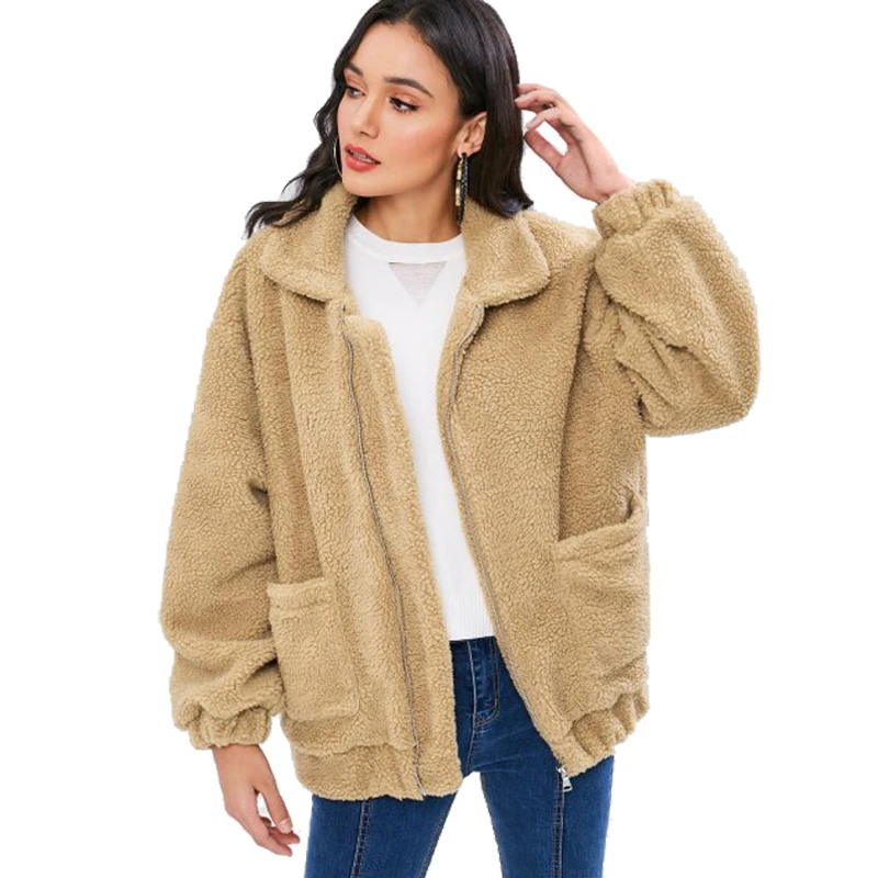 

Autumn Winter Women Faux Fur Coat Fashion Casual Solid Warm Outwear Faux Fur Zipper Jacket Coat Female Casaco Feminino WJM28