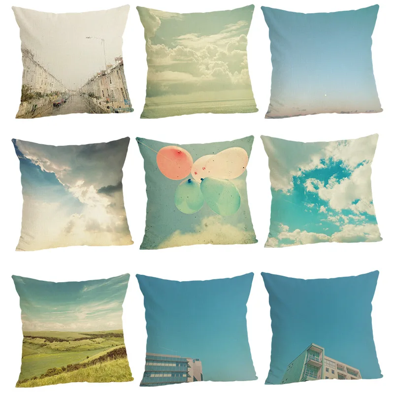 

Linen Pillow Sky Series Pillow Case Cushion Cover Home Hotel Cafe Decoration