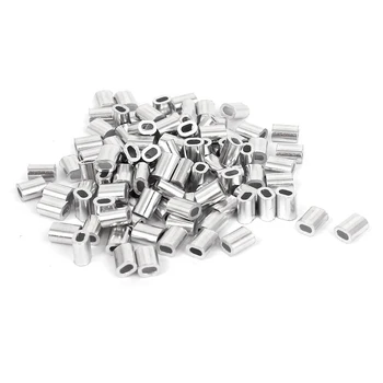 

LIXF-100 Pcs 1mm Steel Wire Rope Aluminum Ferrules Sleeves Silver Tone