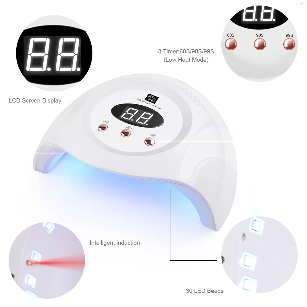 УФ светодиодный светильник для ногтей с 30 шт. светодиодный бисер умный датчик инфракрасная индукция 90 Вт сушка ногтей; уход для всех ногтей