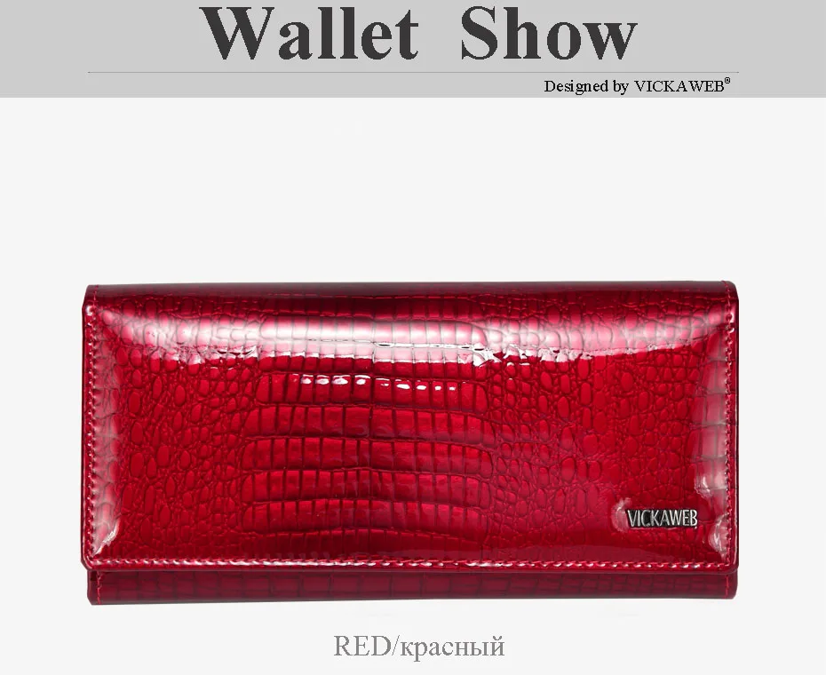 VICKAWEB Wallet Female Genuine Leather Purse Women Vintage Alligator Women Wallets Long Hasp Womens Wallets and Purses Retro-AE150-020