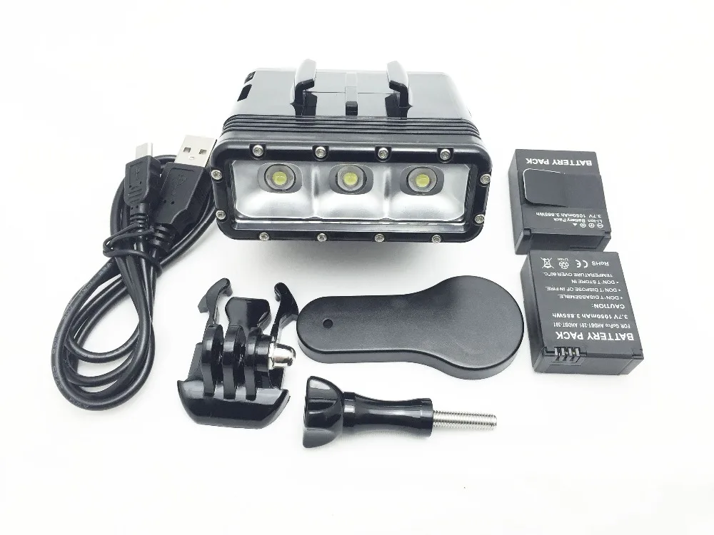 

Suptig New For GoPro Diving Underwater Waterproof Dual battery Diving Light Spot LED Mount for GoPro Hero 4 hero3+ 3 Camera