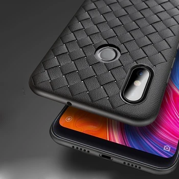 

100pcs Luxury Ultra Thin Woven Pattern Leather Case For Xiaomi Mi 9 8 SE Explorer Soft TPU Natural Shockproof Skin Back Cover