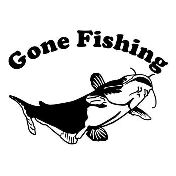 

13.8cm*9.9cm Gone Fishing Catfish Car-Styling Stickers Decals Vinyl Decor S4-0190