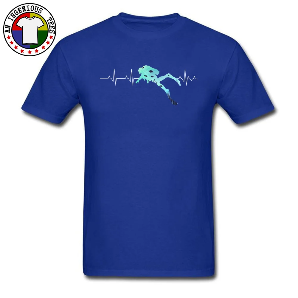 O Neck Scuba-Dive-Heart-Beat-2 100% Cotton Men Top T-shirts Street Short Sleeve Tops Shirts 2018 Fashion Design T-Shirt Scuba-Dive-Heart-Beat-2 blue