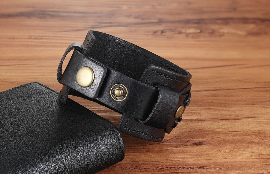 TYO двойной безопасности застежки черный и коричневый цвет PU кожаный браслет 18-20 см размер ремень браслет для мужчин подарок на день рождения скидка