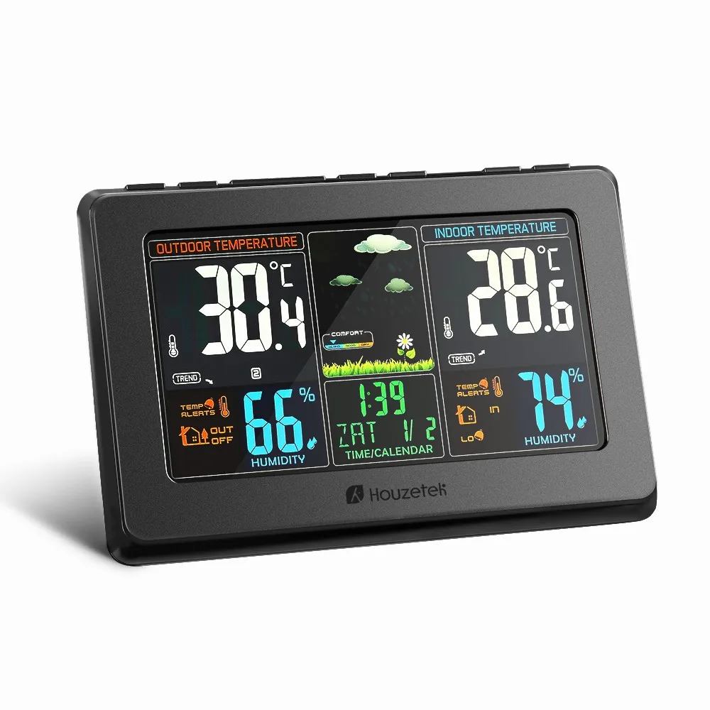 

Wireless Weather Station Clock Digital Thermometer Hygrometer Electronic Temperature Humidity Meter Indoor Outdoor Clock
