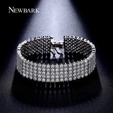 NEWBARK 5Rows Bracelets & Bangles Wide Bracelet Tiny Cubic Zirconia Luxury Pulseras Mujer 17cm/19cm Jewelry Wedding Gift