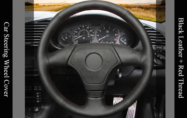 LQTENLEO черная искусственная кожа DIY ручной сшитый чехол рулевого колеса автомобиля для BMW E36 E46 E39