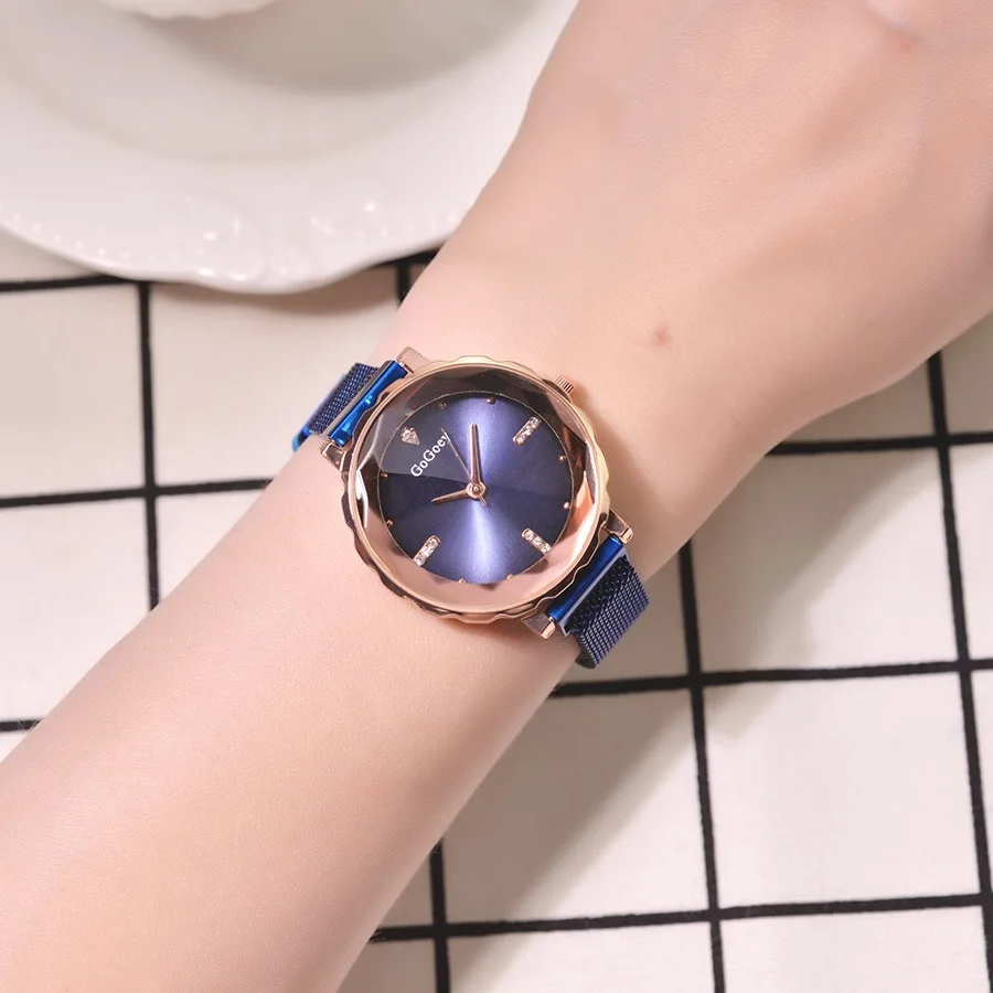Роскошные магнитные часы, очаровательный бриллиант, модный бренд, женские часы, качество, женские наручные часы, женские кварцевые часы, Montre Femme - Цвет: Синий