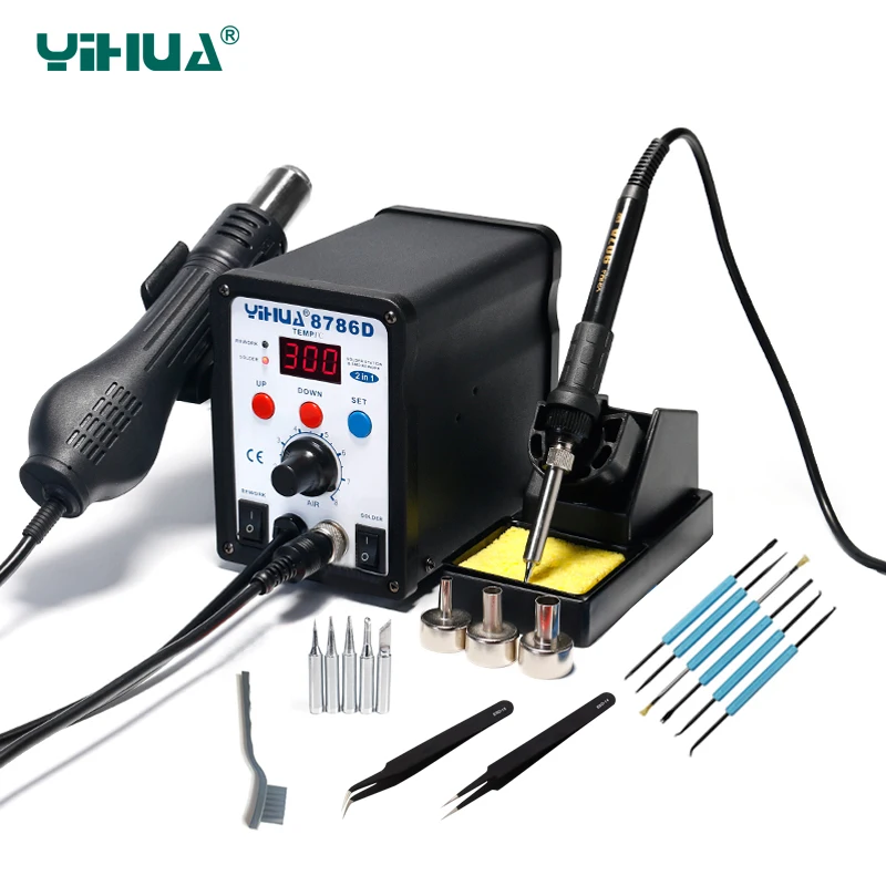 YIHUA 8786D обновления паяльная станция 2 в 1 SMD горячего воздуха пистолет